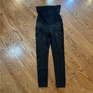 Spanx Maternity  Faux Leather Leggings Womens XL Black